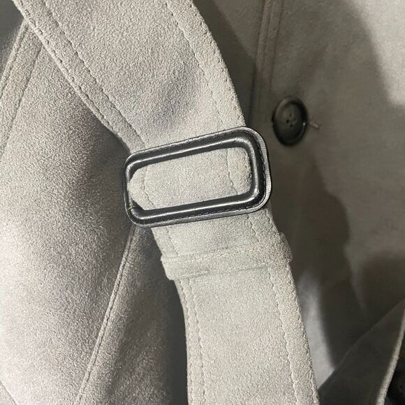 Jeffrey Banks For Lakeland Mens Coat 42L Gray Ultra Suede Double Breasted Trench - Picture 6 of 16